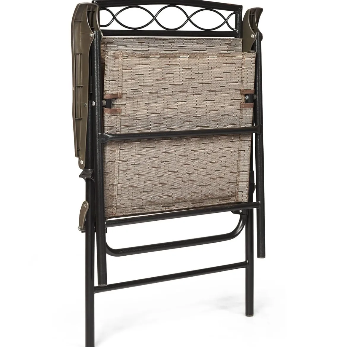 4-er Set tragbare Esszimmerstühle Faltbare Terrassenstühle Klappstühle mit Rückenlehne und Armlehnen Braun