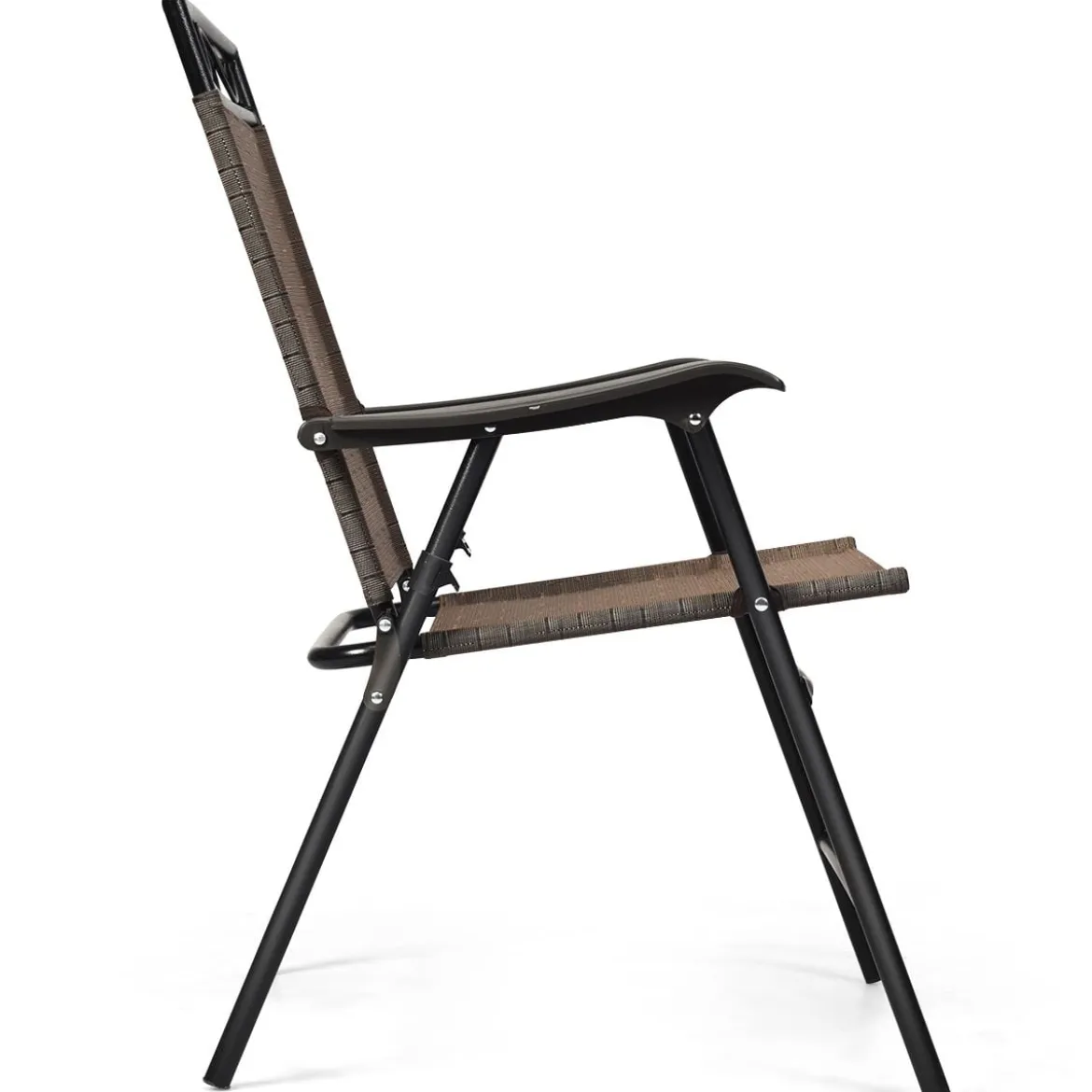 4-er Set tragbare Esszimmerstühle Faltbare Terrassenstühle Klappstühle mit Rückenlehne und Armlehnen Braun