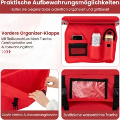 2er Set Tragbarer Stadionsitz mit Rückenlehne Klappbarer Tribünenstuhl mit Schultergurt & Getränkehalter Rot