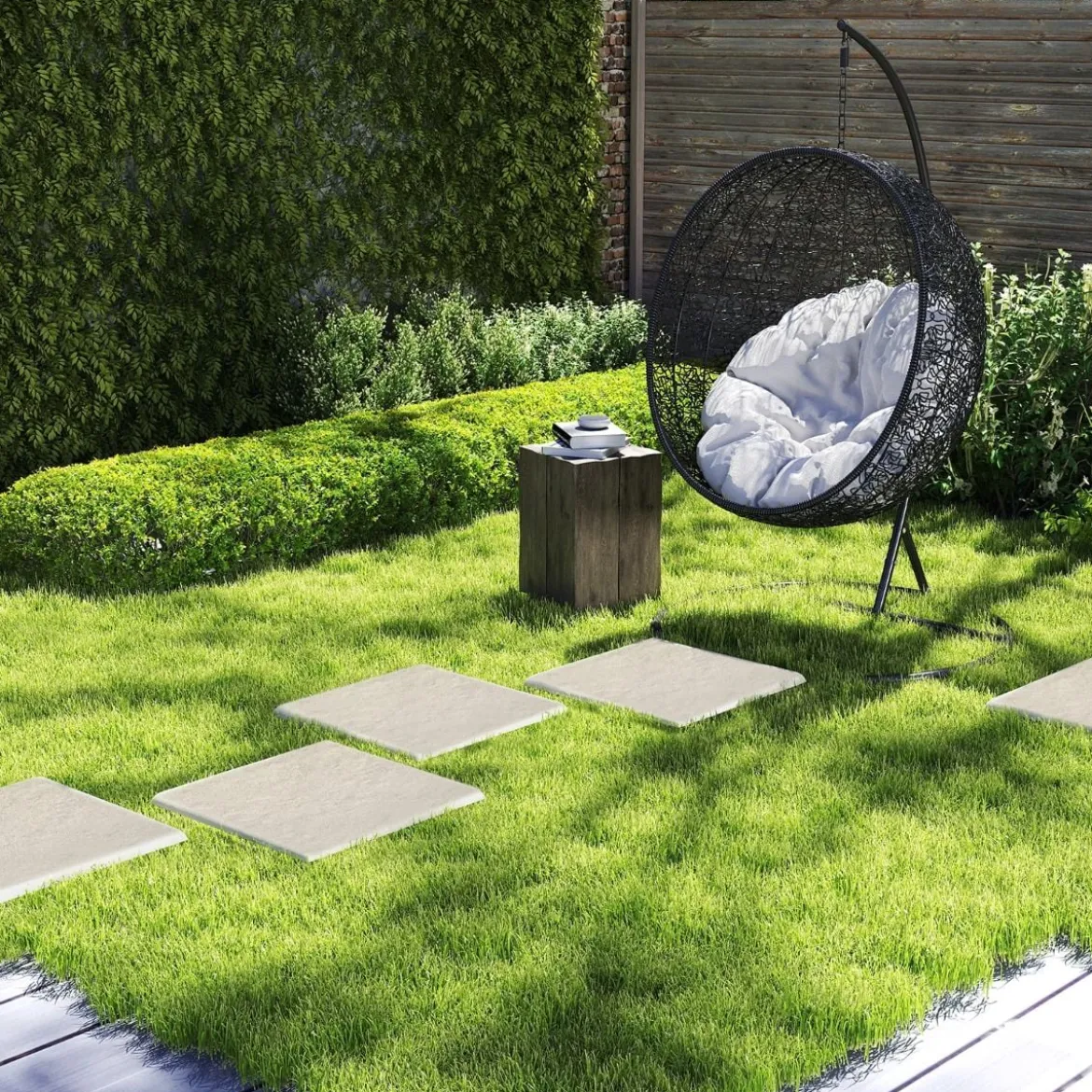 16er Set Trittsteine für Garten Gehwegplatten aus Polypropylen Steinplatten inkl. 64 Erdspießen Beige + Grau
