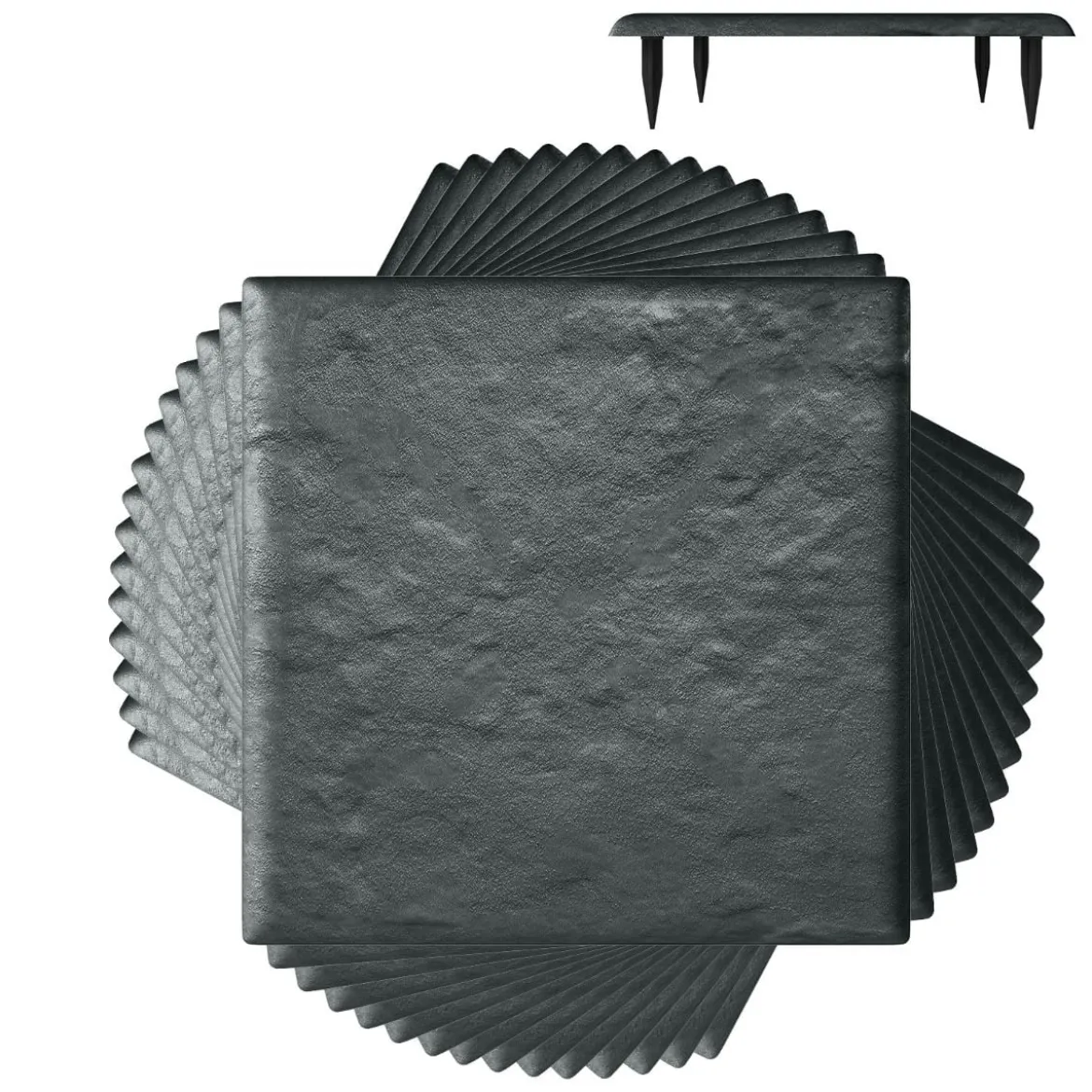 16er Set Trittsteine für Garten Gehwegplatten aus Polypropylen Steinplatten inkl. 64 Erdspießen 39,5 x 39,5 cm Grau