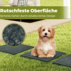16er Set Trittsteine für Garten Gehwegplatten aus Polypropylen Steinplatten inkl. 64 Erdspießen 39,5 x 39,5 cm Grau