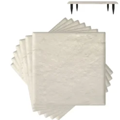 8er Set Trittsteine für Garten Gehwegplatten aus Polypropylen Steinplatten inkl. 32 Erdspießen 39,5 x 39,5 cm Beige