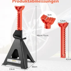 2er Set Unterstellbock mit 12 Tonnen Traglast 13 stufig Höhenverstellbarer Stützbock