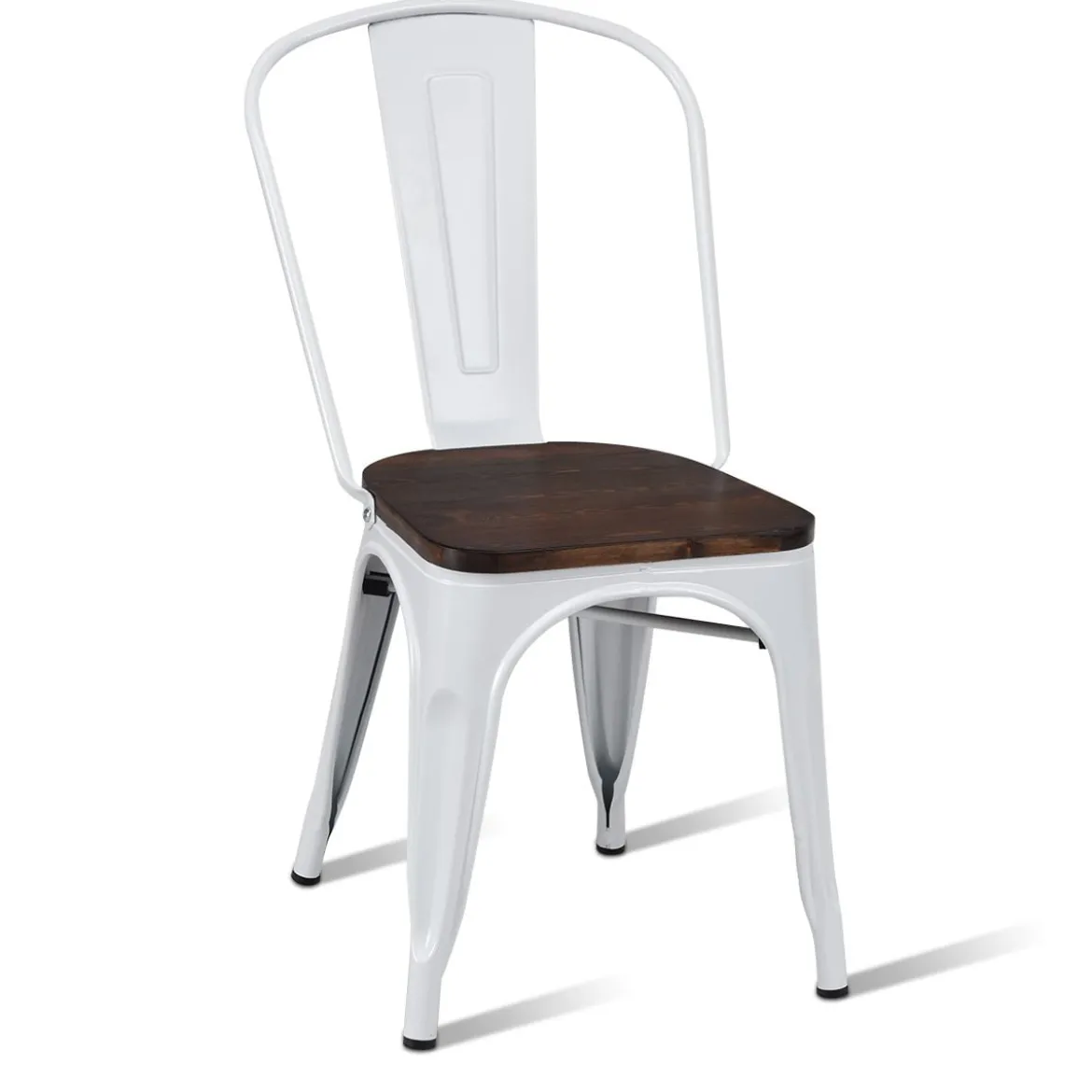 4er Set Vintage-Metallstuhl stapelbarer Küchenstuhl mit Rückenlehne 42,5 x 52 x 83,5 cm Weiß + Braun