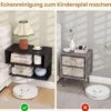2er Set Wandmontierter Nachttisch Hängender Nachtschrank aus Holz mit 2 Offenen Fächern Schwarz