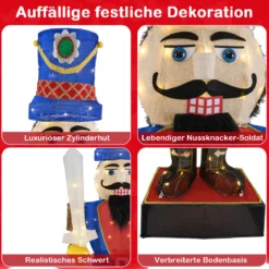 2er Set Weihnachten Nussknacker Figur Beleuchtete Weihnachtsdeko XXL 184 cm