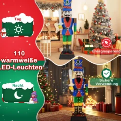 2er Set Weihnachten Nussknacker Figur Beleuchtete Weihnachtsdeko XXL 184 cm