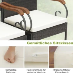 2er Terrassen-Korbstühle mit robustem Metallrahmen & wetterfestem Korbgeflecht