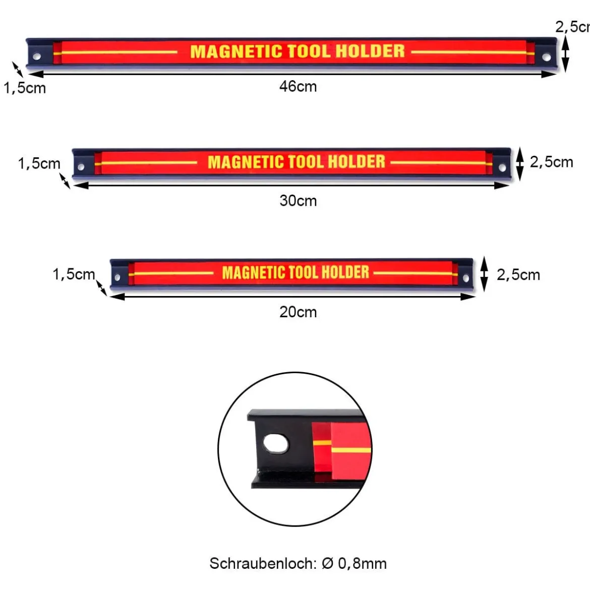 3er Wand Magnetleiste Set Magnet Werkzeughalter Magnetleisten mit Montagematerial
