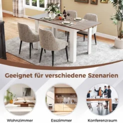 Erweiterbarer Esstisch Moderner Küchentisch mit verstellbarem Tischblatt & L-förmige Beine Weiß 158 x 70 x 76 cm