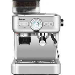 Espresso Maschine Automatische Kaffeemaschine Siebträgermaschine Siebträger 2L Wassertank Silber