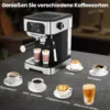 Espressomaschine 20 Bar 1200 W Espressokocher mit Dampf-Milchaufschäumer 18 L abnehmbarer Wassertank Schwarz