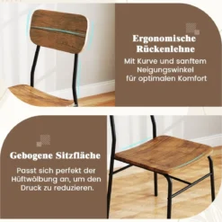 Essgruppe mit 2 Stühlen & Ablageregal Platzsparende Sitzgruppe Esstisch Rustikales Braun