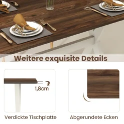 Esstisch Holztisch mit X-förmigem Gestell für kleine Räume Akzent-Beistelltisch mit Holzmaserungstextur Tischplatte Nuss