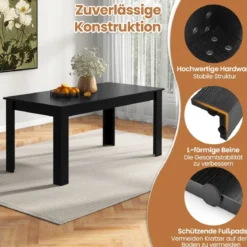 Esstisch Holz 160 x 80 cm großer Tisch rechteckiger Küchentisch Speisetisch Natur/Schwarz