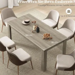 Esstisch Holz 160 x 80 cm großer Tisch rechteckiger Küchentisch Speisetisch Natur/Schwarz