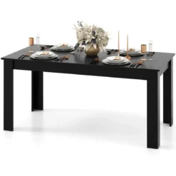 Esstisch Holz 160 x 80 cm großer Tisch rechteckiger Küchentisch Speisetisch Natur/Schwarz