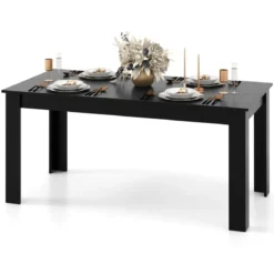 Esstisch Holz 160 x 80 cm großer Tisch rechteckiger Küchentisch Speisetisch Natur/Schwarz