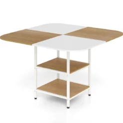 Esstisch Küchentisch mit 2 Ablagen quadratischer Esszimmertisch für 4 Personen für Esszimmer 120 x 120 x 77 cm
