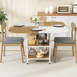 Esstisch Küchentisch mit 2 Ablagen quadratischer Esszimmertisch für 4 Personen für Esszimmer 120 x 120 x 77 cm