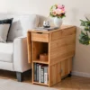 Esstisch klappbar mit 2 Rädern mobiler Klapptisch Esszimmertisch mit 2-stufiger Ablagefläche und Schublade Holz