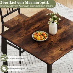 Esstisch mit 4 Barhockern Küchentisch in Thekenhöhe für 4 Personen Bartisch Set für Küche Braun