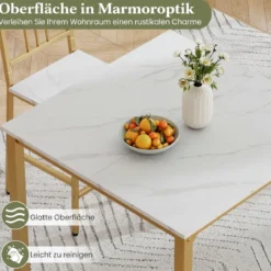 Esstisch mit 4 Barhockern Küchentisch in Thekenhöhe für 4 Personen Bartisch Set für Küche Weiß