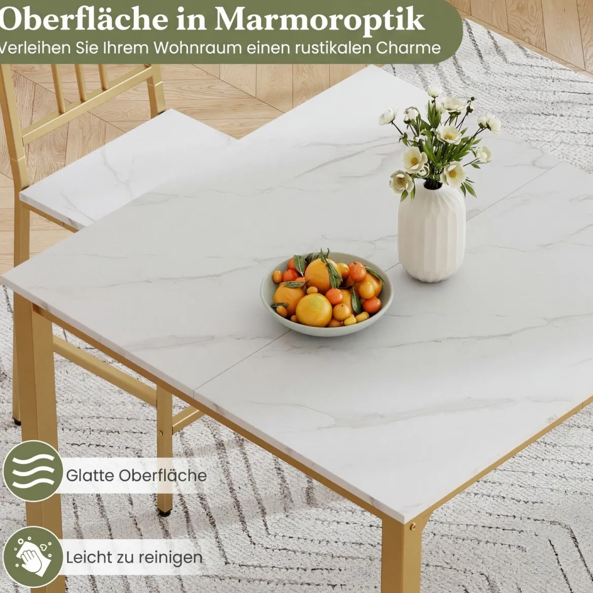 Esstisch mit 4 Barhockern Küchentisch in Thekenhöhe für 4 Personen Bartisch Set für Küche Weiß