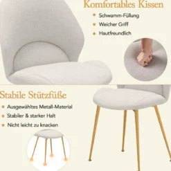 Esszimmerstühle 2er Set Akzentstühle mit gebogener Rückenlehne Wohnzimmerstuhl bis 150 kg