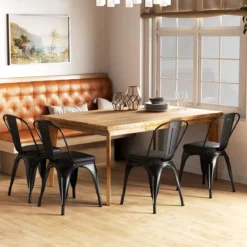 Esszimmerstühle 4er Set Bistrostuhl Metallstuhl stapelbar Küchenstühle gepolstert Gartenstühle mit Rückenlehne 44 x 53 x 84 cm Schwarz