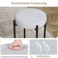 Esszimmerstühle 4er Set gepolsterte Küchenstuhl stapelbar mit Metallbeinen Hellgrau