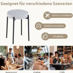 Esszimmerstühle 4er Set gepolsterte Küchenstuhl stapelbar mit Metallbeinen Hellgrau