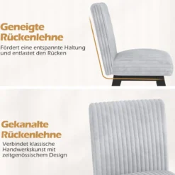 Esszimmerstühle 2er Set Küchenstühle mit gepolstertem Sitz, Gummiholzbeine & Rückenlehne Grau