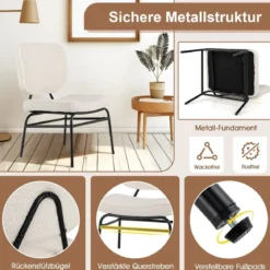 Esszimmerstuhl mit Gebogenem Sitz & Rückenlehne Sherpa-Küchenstuhl Polsterstuhl