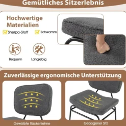 Esszimmerstuhl mit Gebogenem Sitz & Rückenlehne Sherpa-Küchenstuhl Polsterstuhl