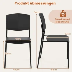 Esszimmerstuhl-Set aus 4 Stühlen Küchenstühle mit Rückenlehne stapelbare Küchensessel Bunt/Schwarz