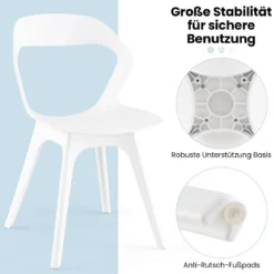 Esszimmerstuhl-Set mit 4 Stühlen Moderne Stühle Küchenstuhl-Set 48 x 54 x 81 cm Weiß