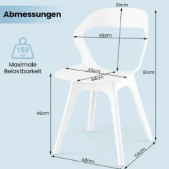 Esszimmerstuhl-Set mit 4 Stühlen Moderne Stühle Küchenstuhl-Set 48 x 54 x 81 cm Weiß