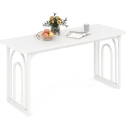 Esszimmertisch Holz 160 x 60 cm rechteckiger Küchentisch mit Metallbeinen Weiß