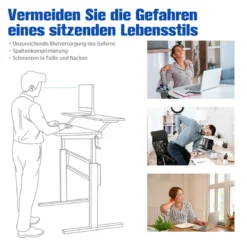 2-Etagen Höhenverstellbarer Sitz-Steh-Schreibtisch Ergonomischer Computertisch 120 x 60 x 88-126 cm Schwarz