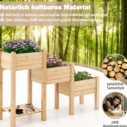 3 Etagen Hochbeet aus Holz mit Entwässerungslöchern Erhöhtes Gartenbeet Natur