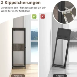 3 Etagen Metall Pflanzenständer Blumenständer mit Schublade 30,5 x 30,5 x 92 cm Grau (1 Pack)