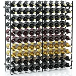10 Etagen Metall Weinregal für 100 Flaschen Flaschenregal 150 kg Belastbar Weinständer Schwarz