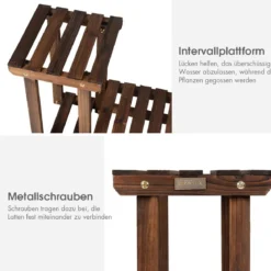 4 Etagen-Pflanzenständer Blumentopf Halter Pflanzen Ausstellungsregal 95 x 25 x 73 cm Natur