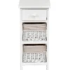 3-etagiger Nachttisch mit Schublade und 2 Aufbewahrungskörben 28 x 26 x 59,5 cm Weiß + Beige
