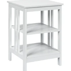 3-Etagiger Nachttisch Sofatisch Couchtisch für Schlafzimmer 40 x 40 x 61 cm Weiß
