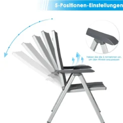 5-Fach Klappstuhl Einstellbar Gartenstuhl Klappsessel Rückenlehne Alu