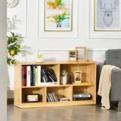 5-fach unterteilter Bücher- & Spielzeugschrank aus Holz Natur 111,5 x 39,5 x 61 cm