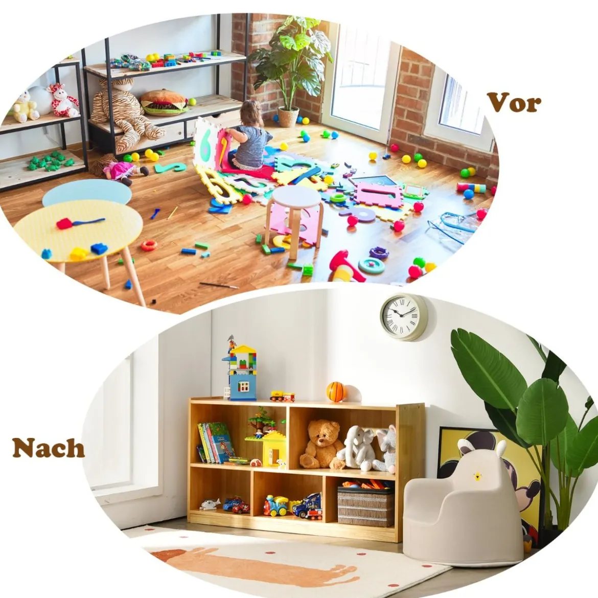 5-fach unterteilter Bücher- & Spielzeugschrank aus Holz Natur 111,5 x 39,5 x 61 cm